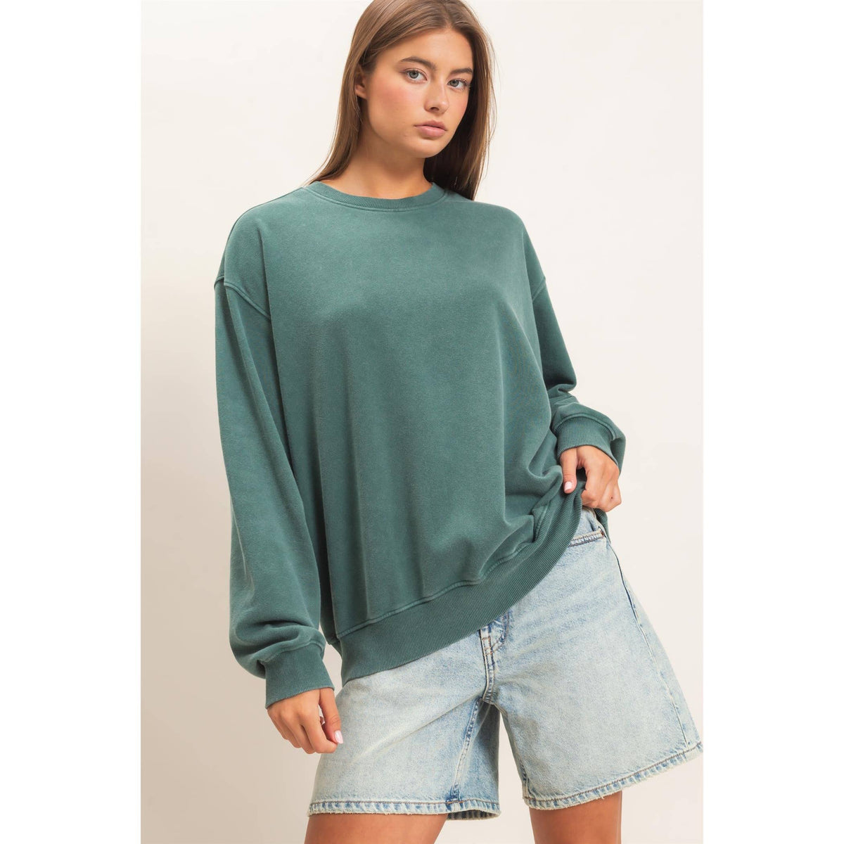 Mineral Wash Crew Neck Sweatshirt