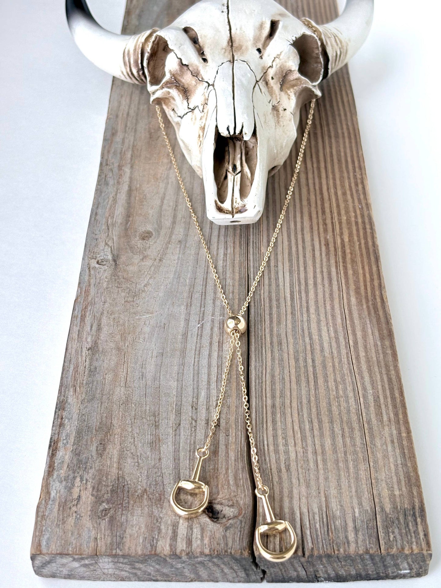 Western Horse Bit Bolo Pendant Y Chain Long Necklaces