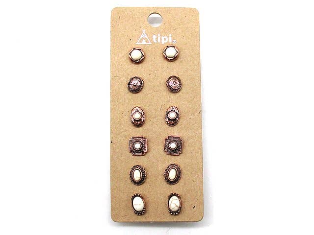 Western 6 Pair Dainty Post Earring Set