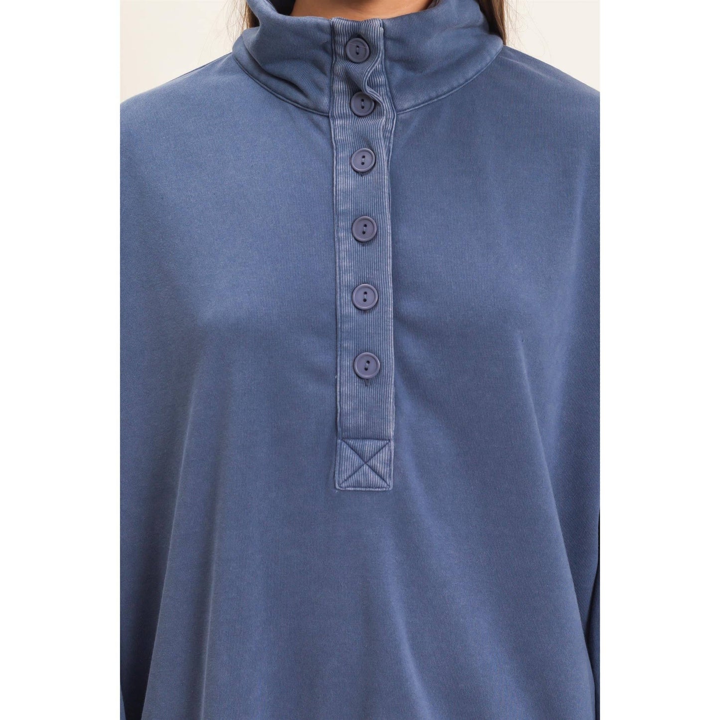 Mineral Wash Button Front Sweatshirt