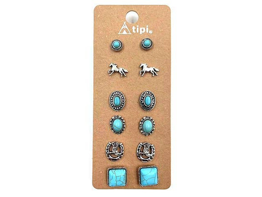 Western 6 Pair Dainty Post Earring Set