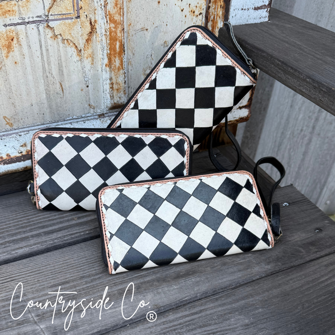Avenue Checkered Leather Wallet