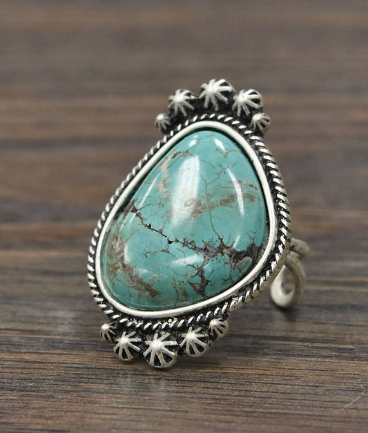750223, Big! Turquoise Adjustable Ring