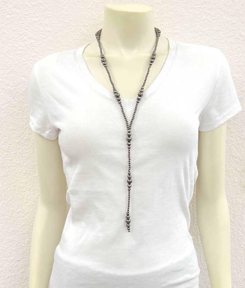 739521, 31" Clustered Polish Navajo Bead Tassel Necklace