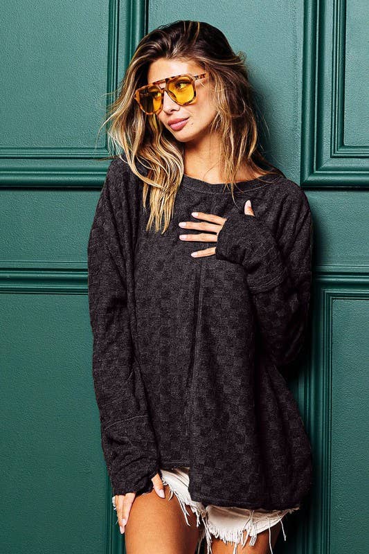 Brushed Checker Jqd Stitched Top