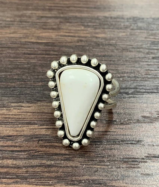 750369, White Turquoise Adjustable Ring