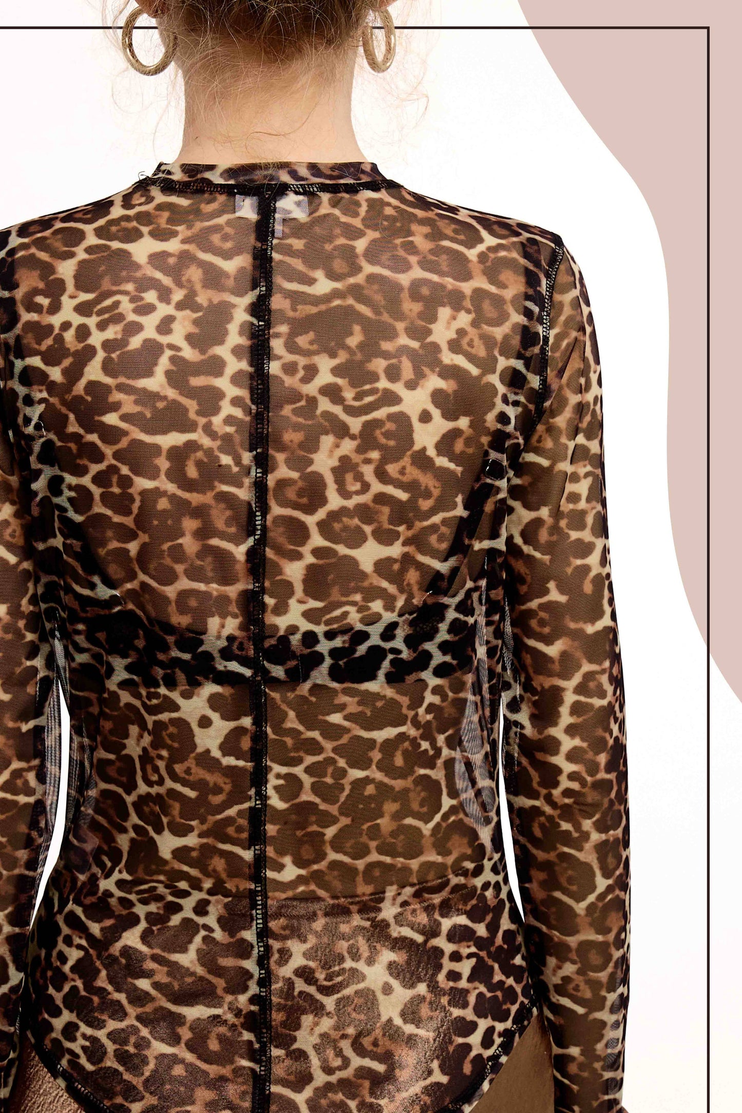 SemiSheer Leopard Crew Mock Neck Longsleeve Mesh Top