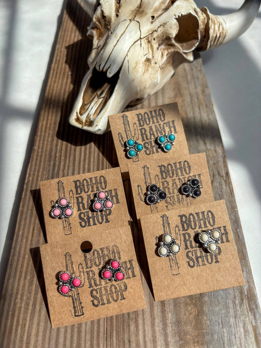 Western Mini Stone Stud Earrings