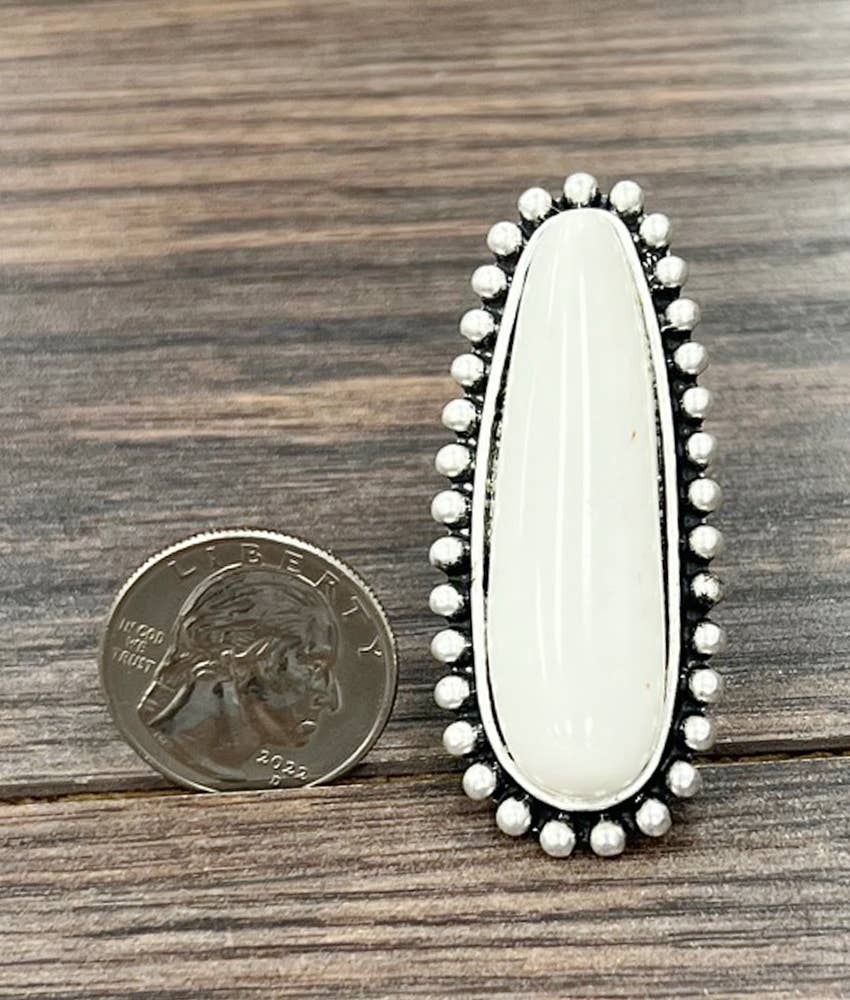 750206, Very-Big White Turquoise Adjustable Ring
