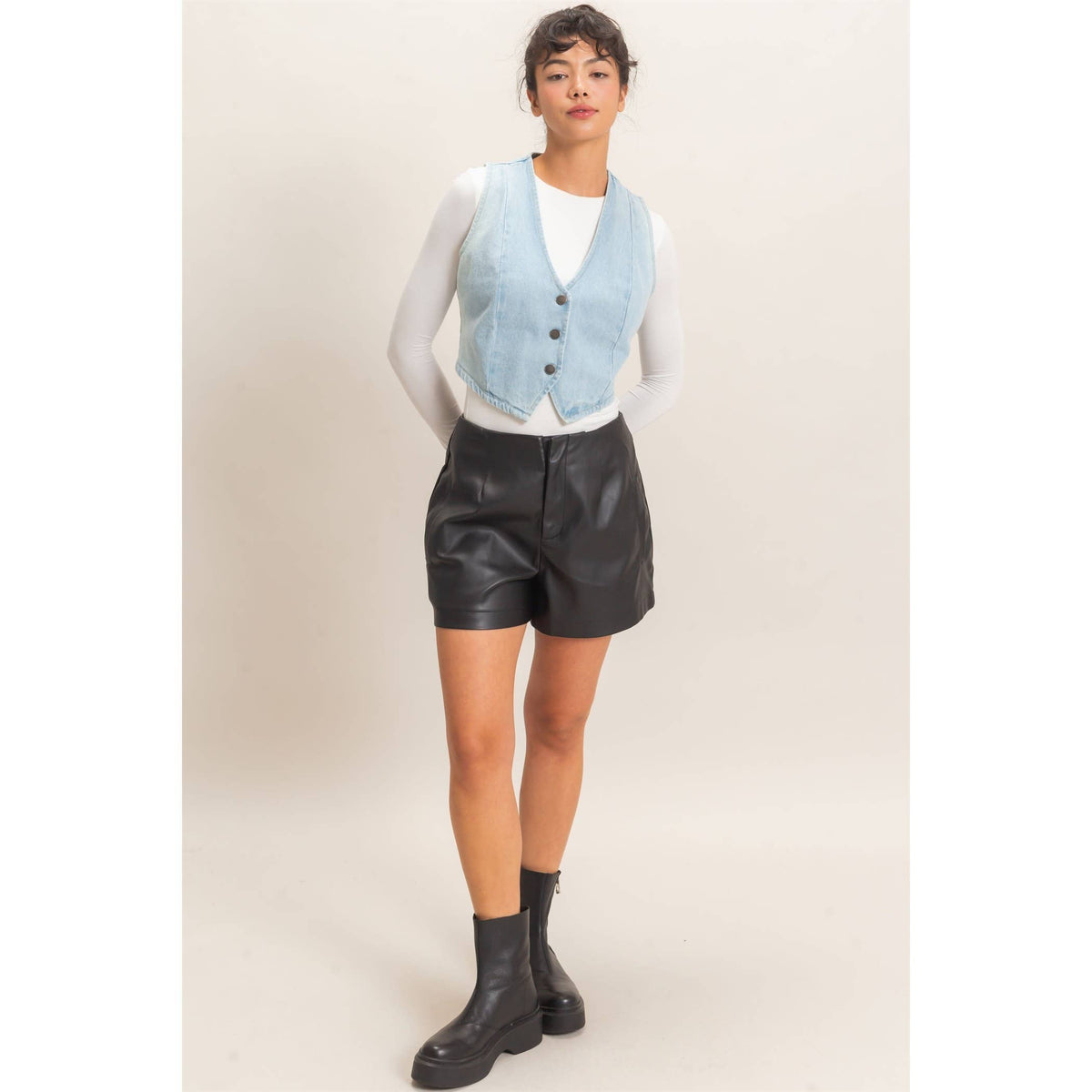 Buttoned Denim Vest