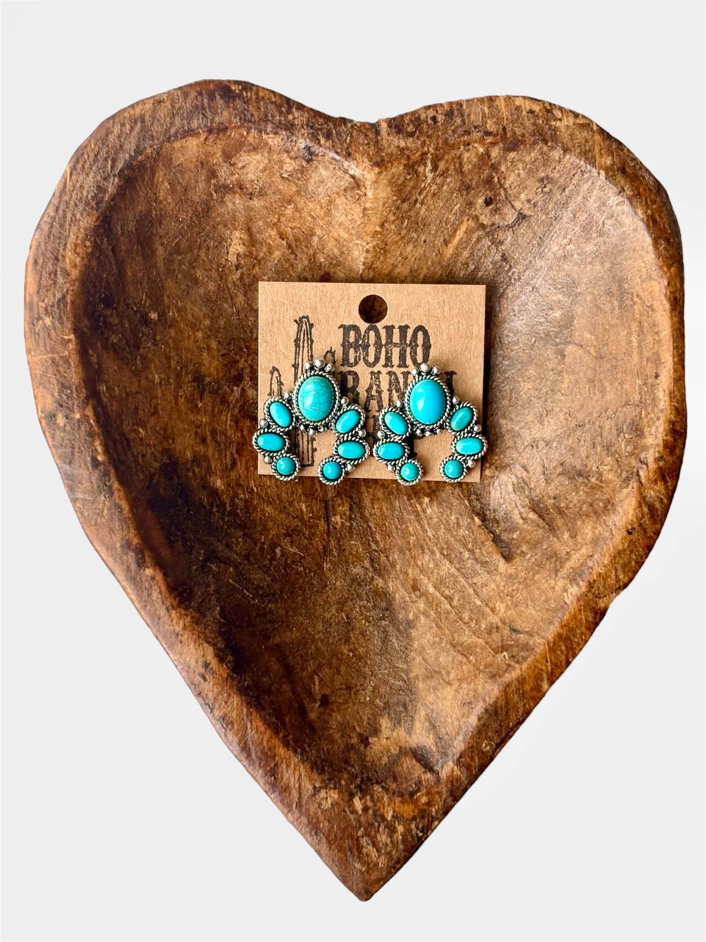 Squash Blossom Stone Stud Earrings