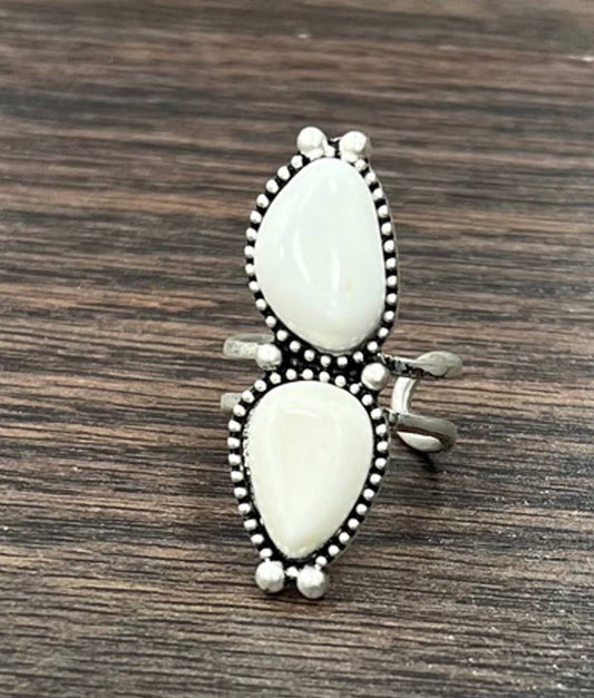 750466, White Turquoise Adjustable Ring
