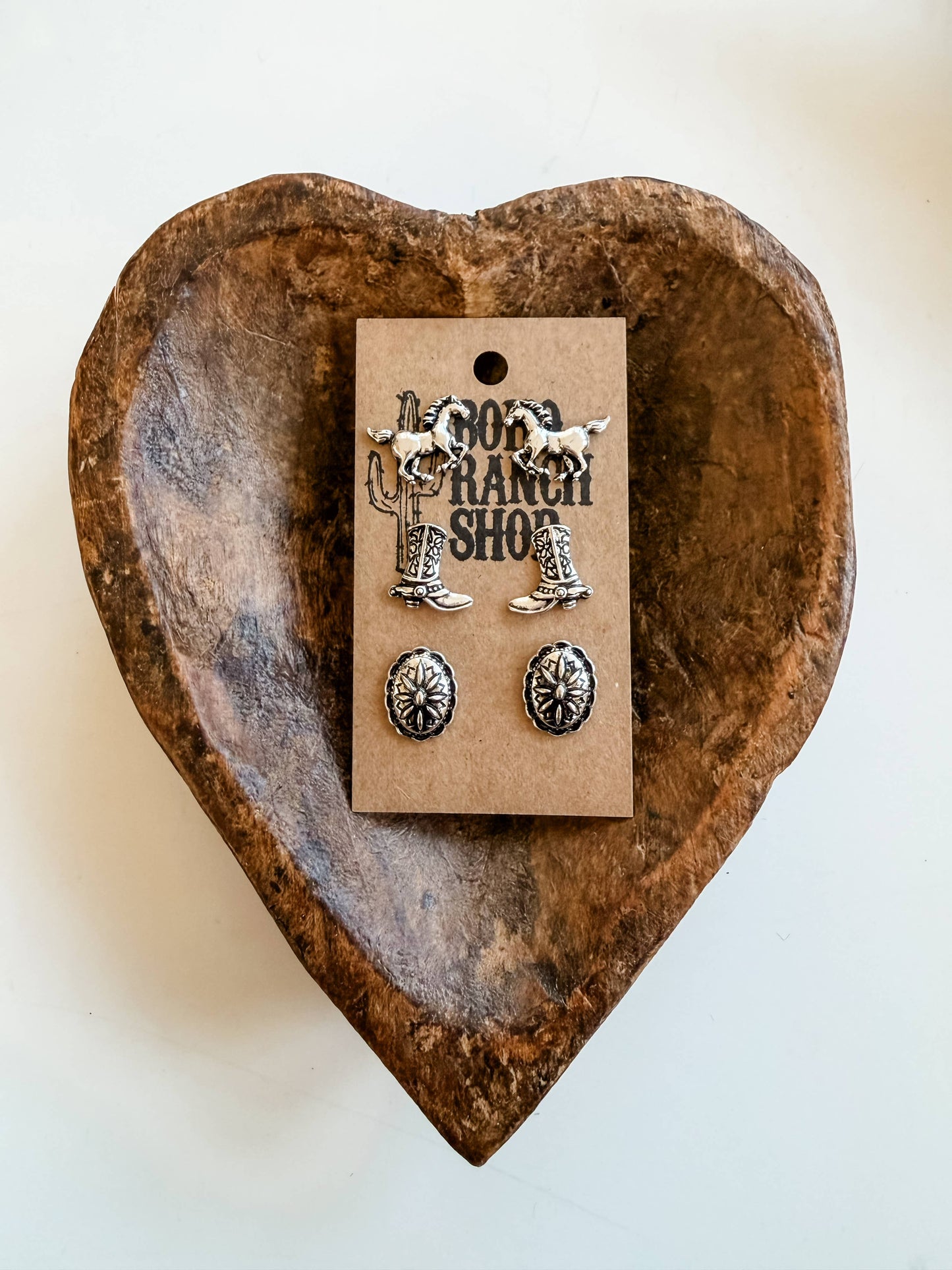 3 Pair Western Theme Stone Earring Set 