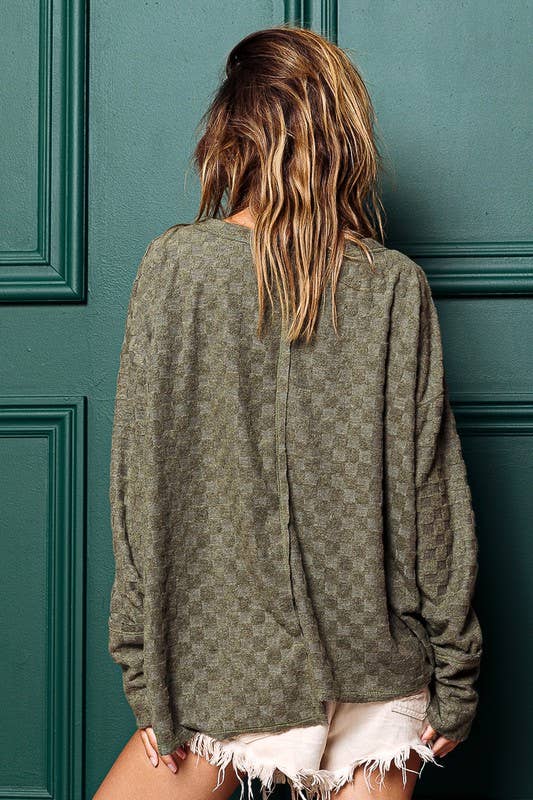 Brushed Checker Jqd Stitched Top