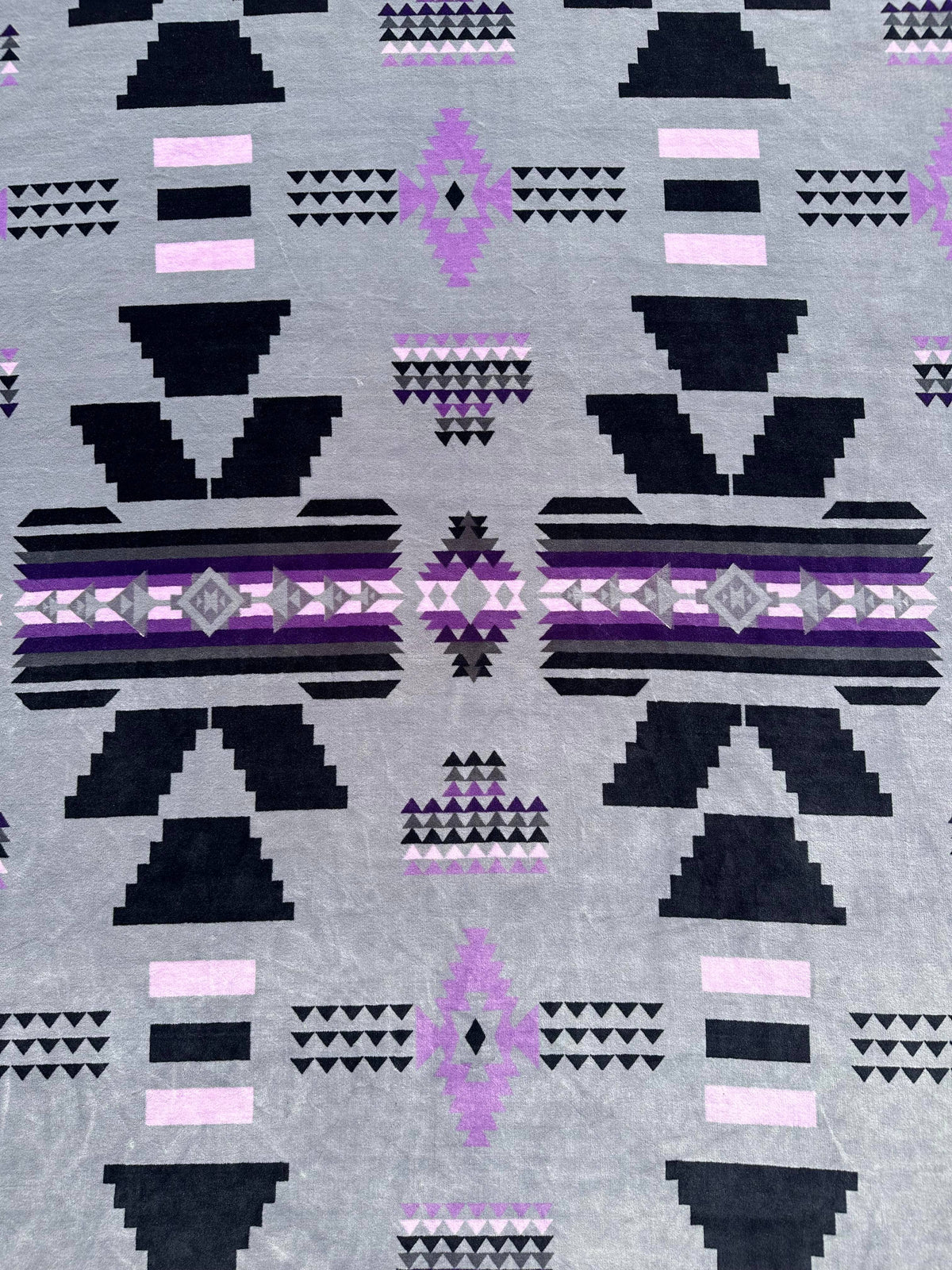 Gray & Purple Southwest Aztec Super Soft Plush Blanket