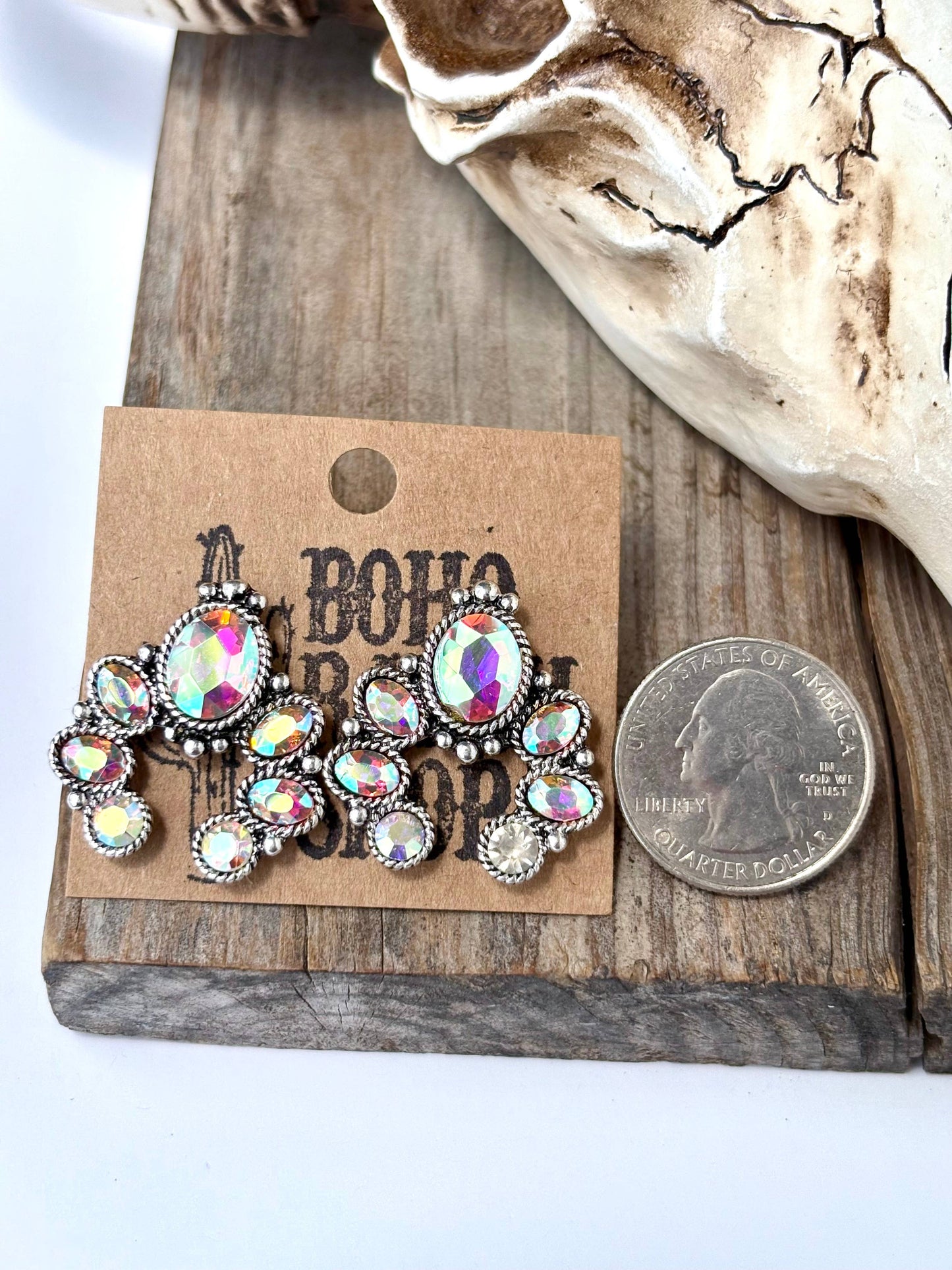 Squash Blossom Stone Stud Earrings