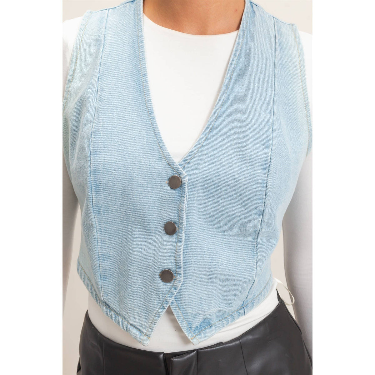 Buttoned Denim Vest