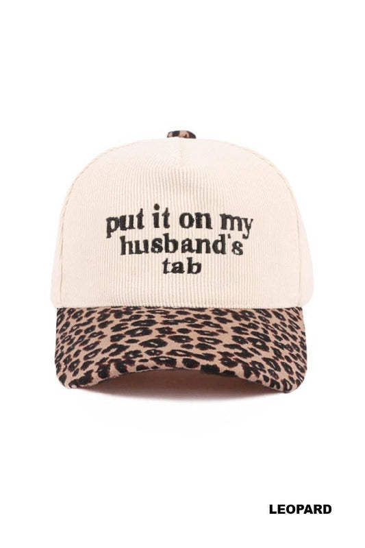 Put It On My Husband's Tab Two Tone Corduroy Cap