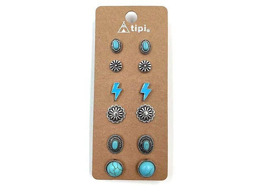 Western 6 Pair Dainty Post Earring Set