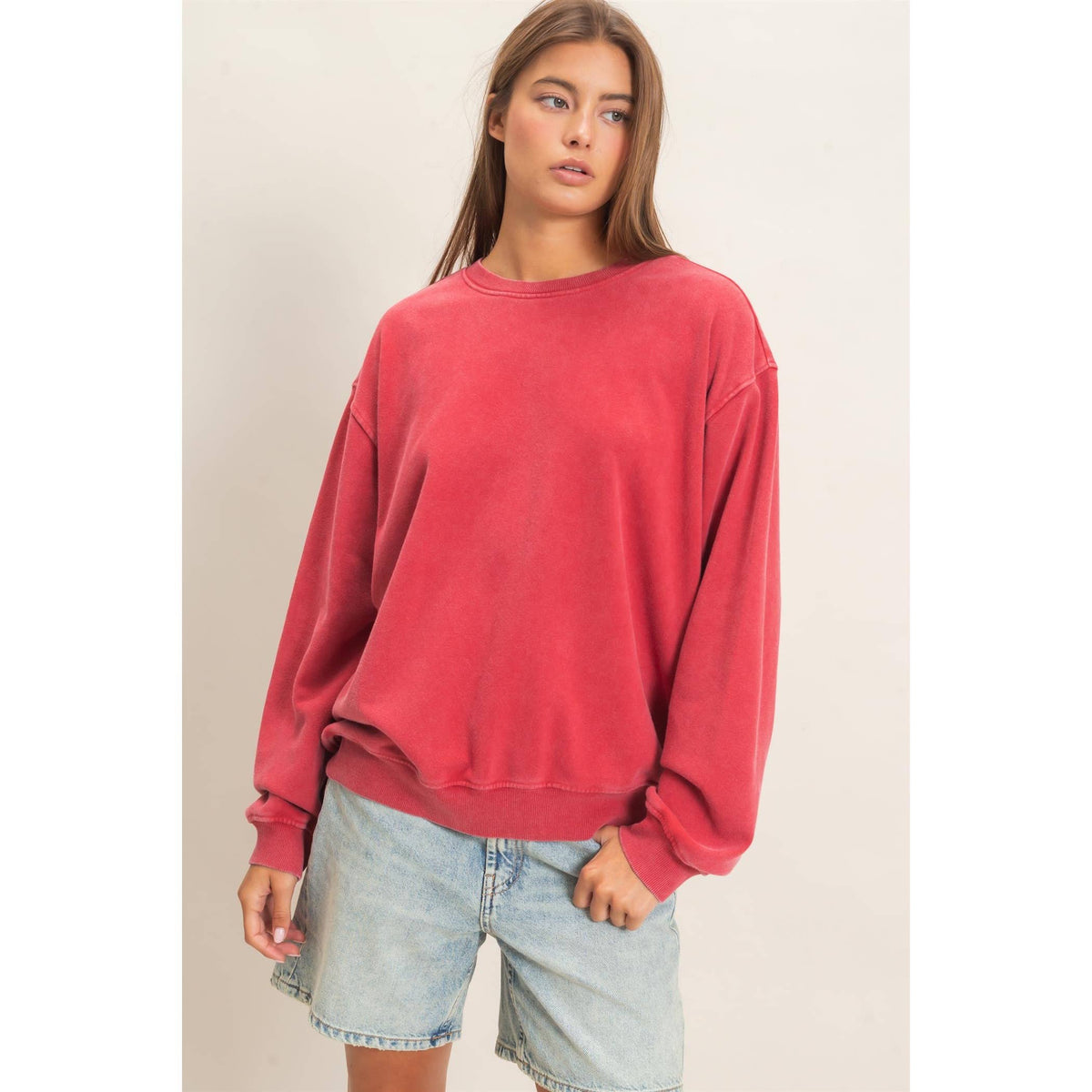 Mineral Wash Crew Neck Sweatshirt
