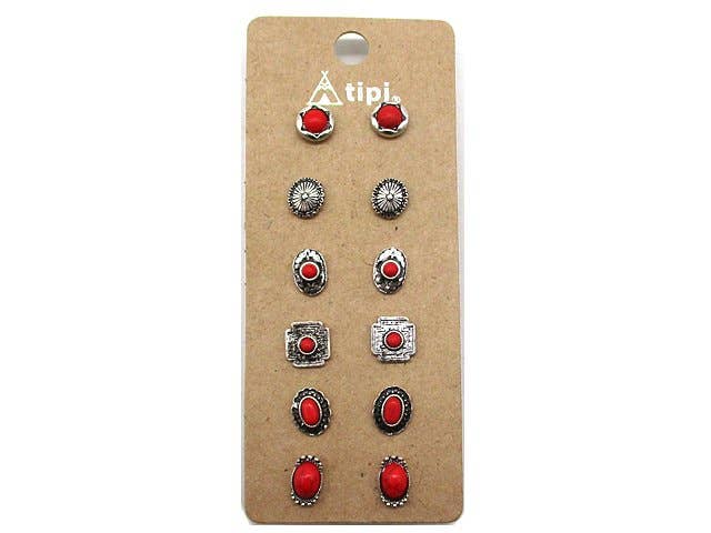 Western 6 Pair Dainty Post Earring Set