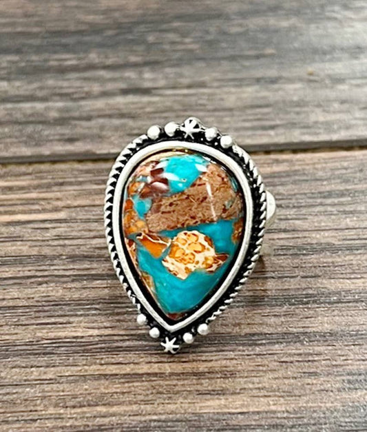 750553, Gemstone, Brass Adjustable Ring