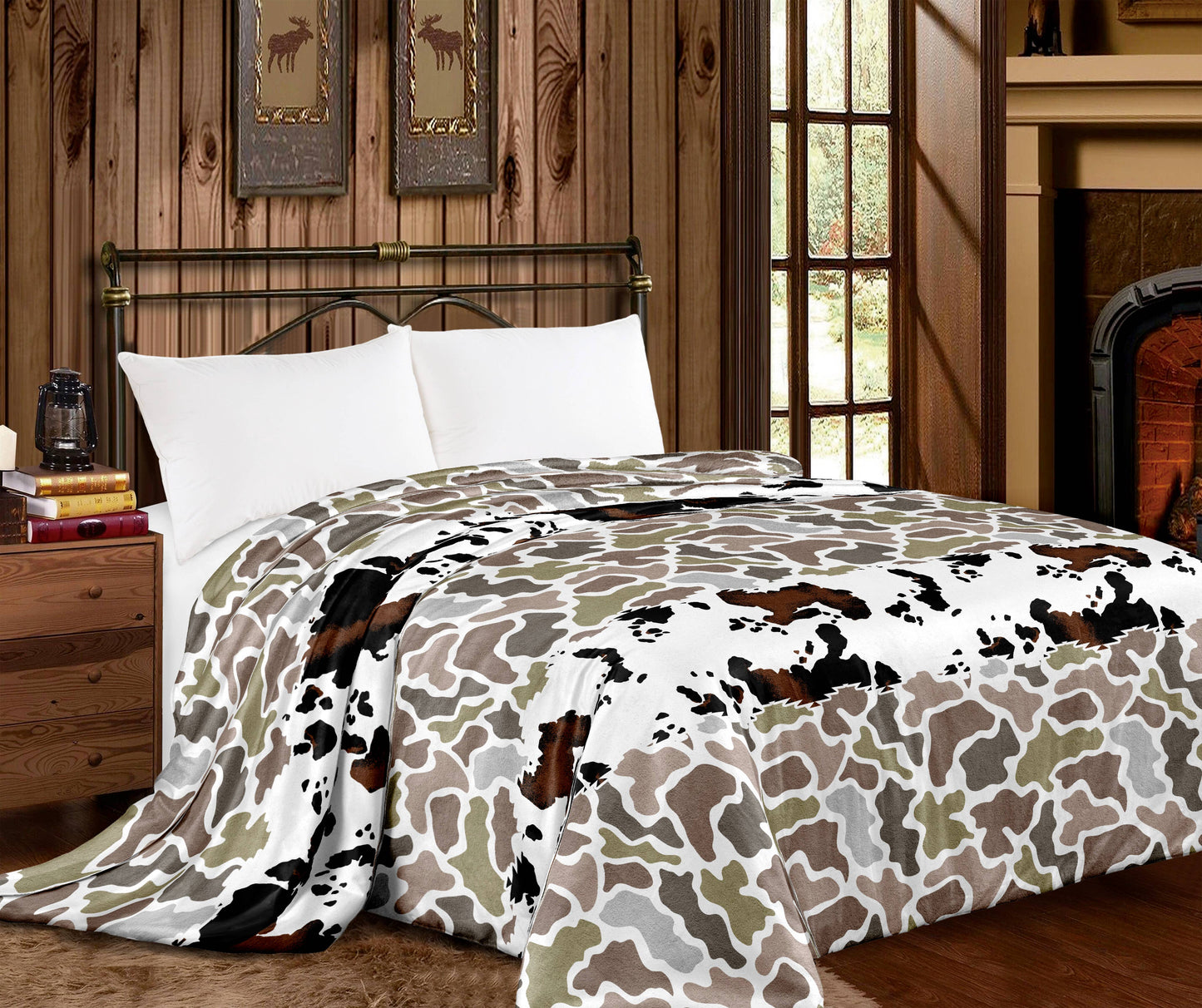 Camo/cowprint king Mia blanket 