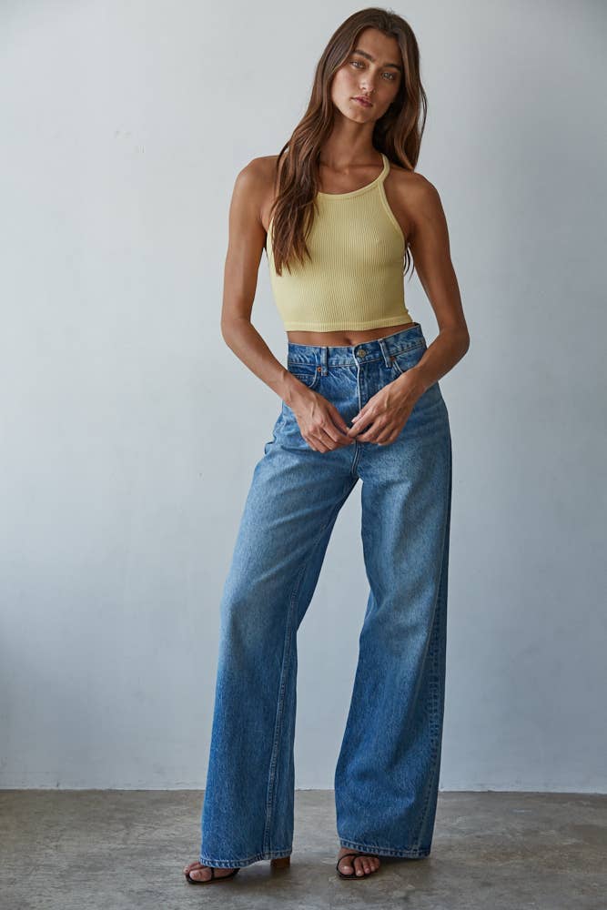 Seamless Sleeveless Halter Neck Tank Top