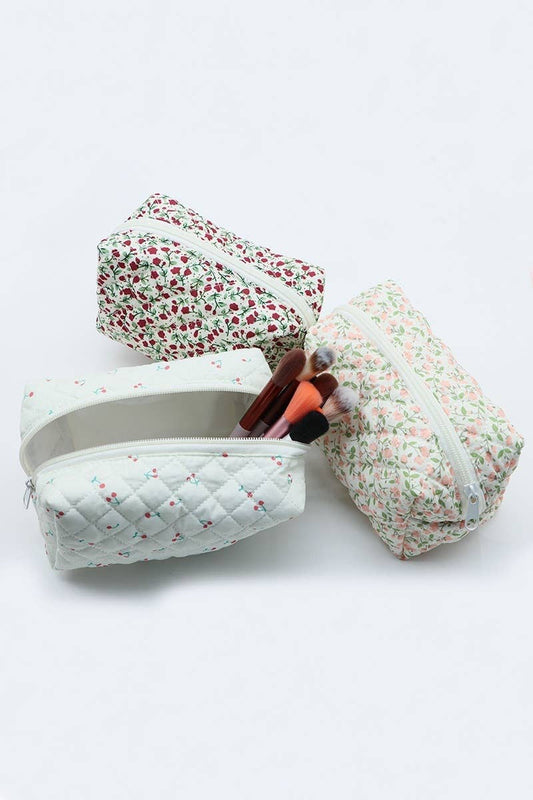 Ditsy Quilted Floral Cosmetic Pouch Bag