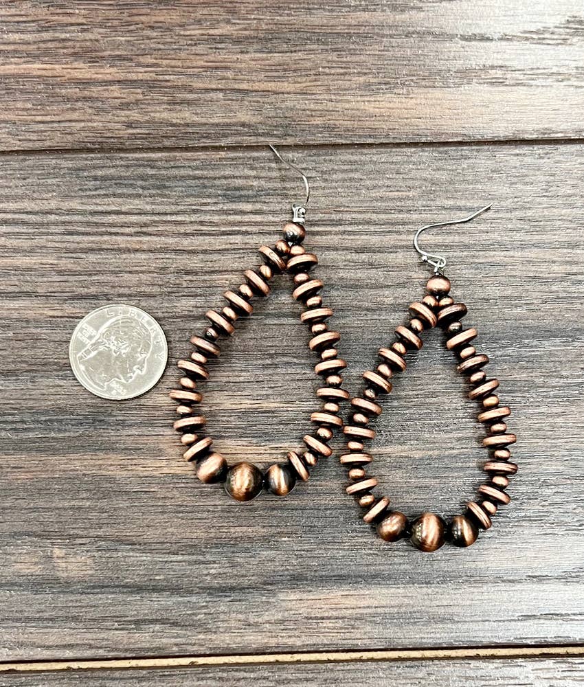726004, Rondelle Copper Navajo Bead Earrings