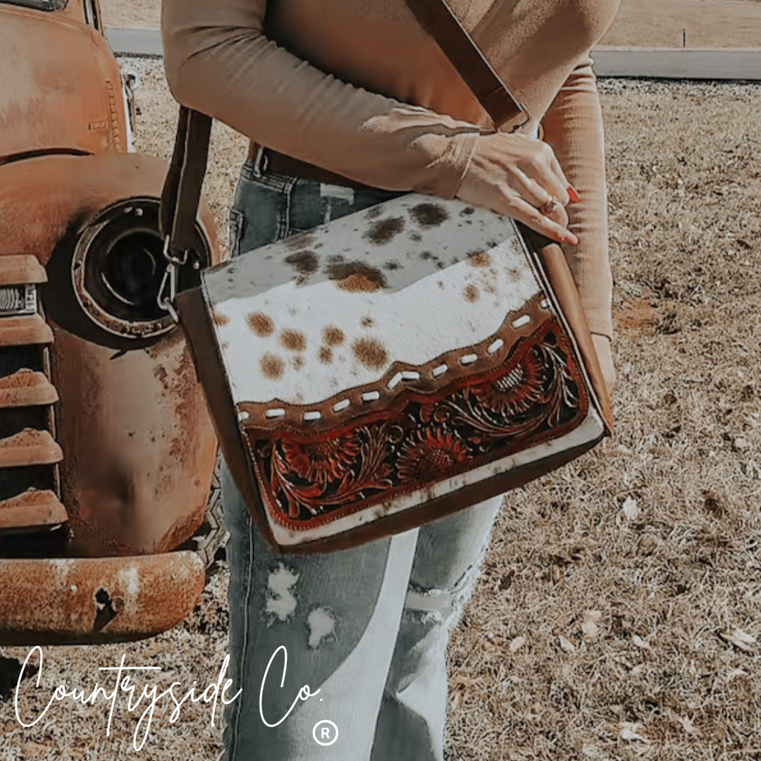 Magedalen Tooled Leather Cowhide Purse, Shoulder Bag