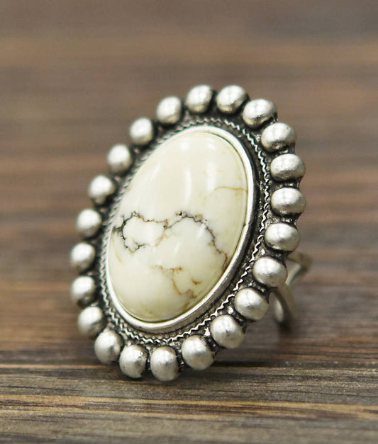 750204, White Turquoise Adjustable Ring