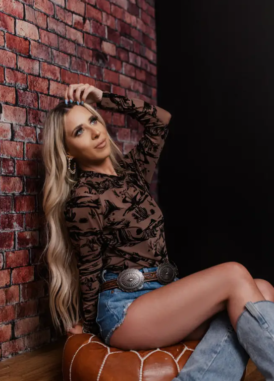 Wild West 3D Printed Mesh Top - BROWN