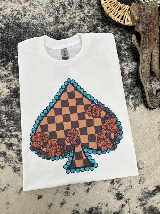 Checkered Spade Tee or Crewneck