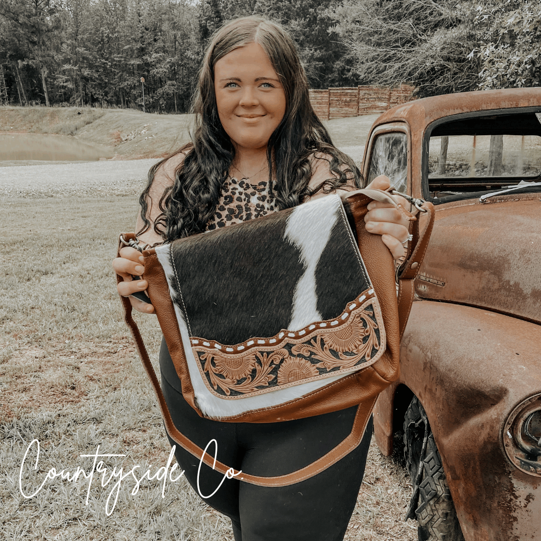 Magedalen Tooled Leather Cowhide Purse, Shoulder Bag