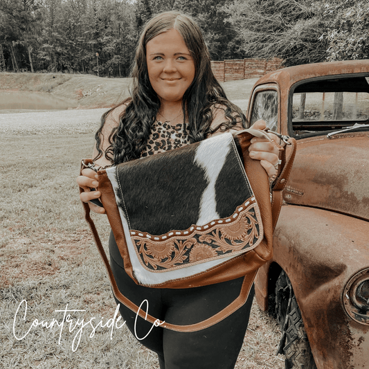 Magedalen Tooled Leather Cowhide Purse, Shoulder Bag
