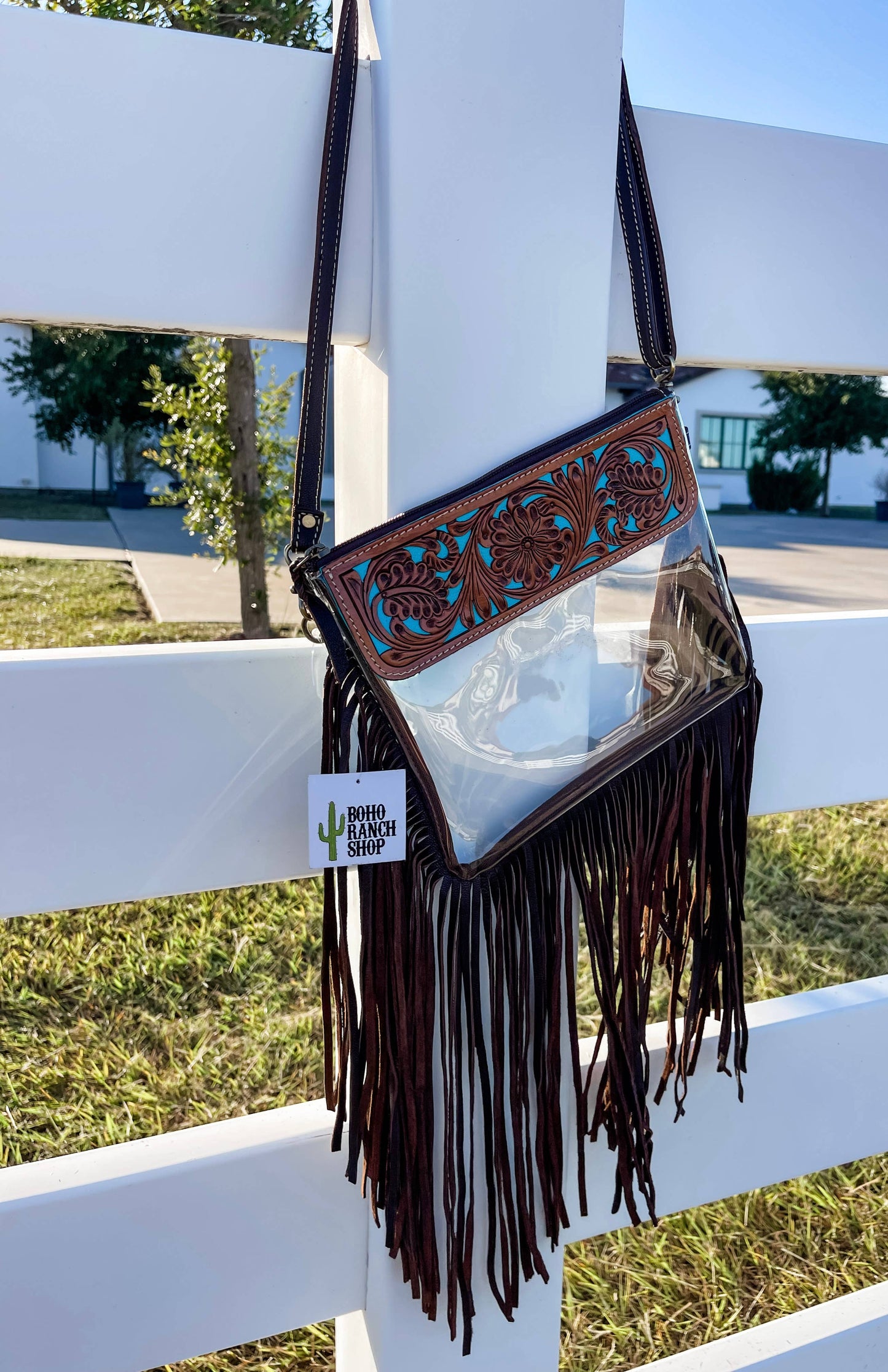 Hand Tooled Clear Purse Crossbody - Concert Game Day Stadium