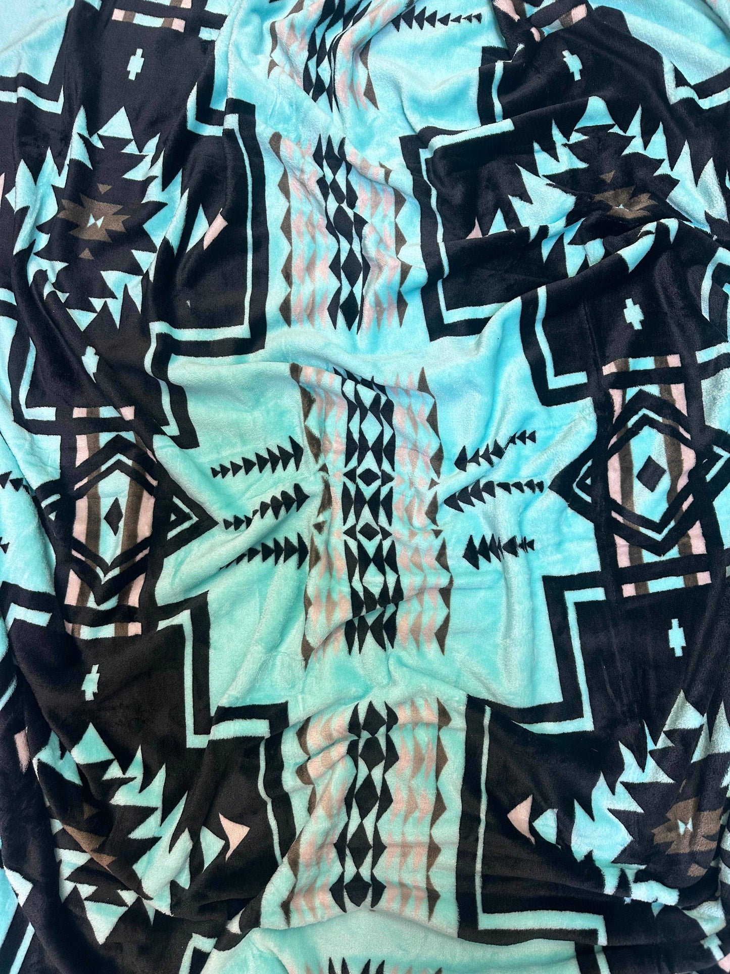 Turquoise Southwest Aztec King Size Super Soft Plush Blanket