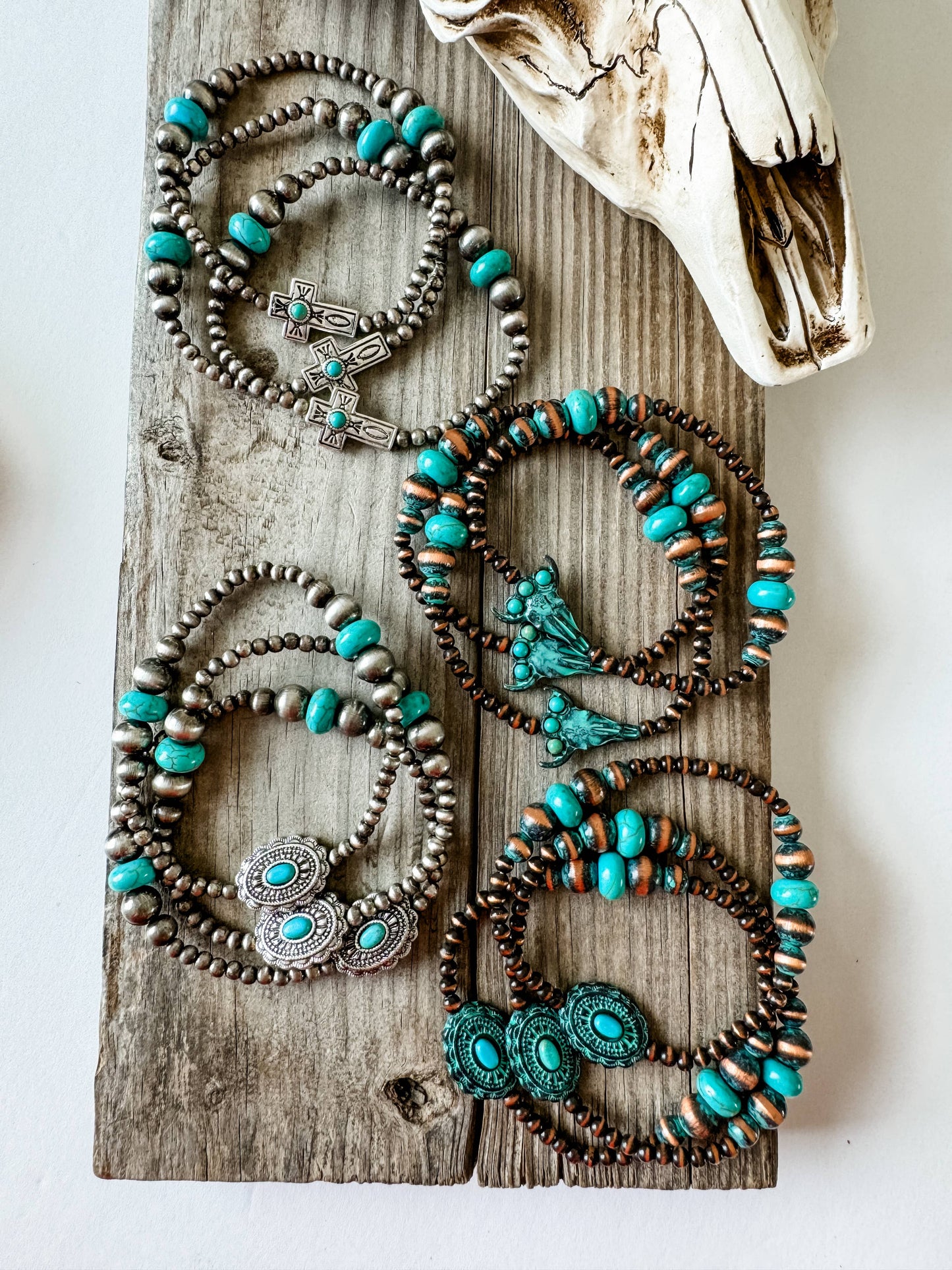 Western Navajo Style Pearl Stackable Bracelets