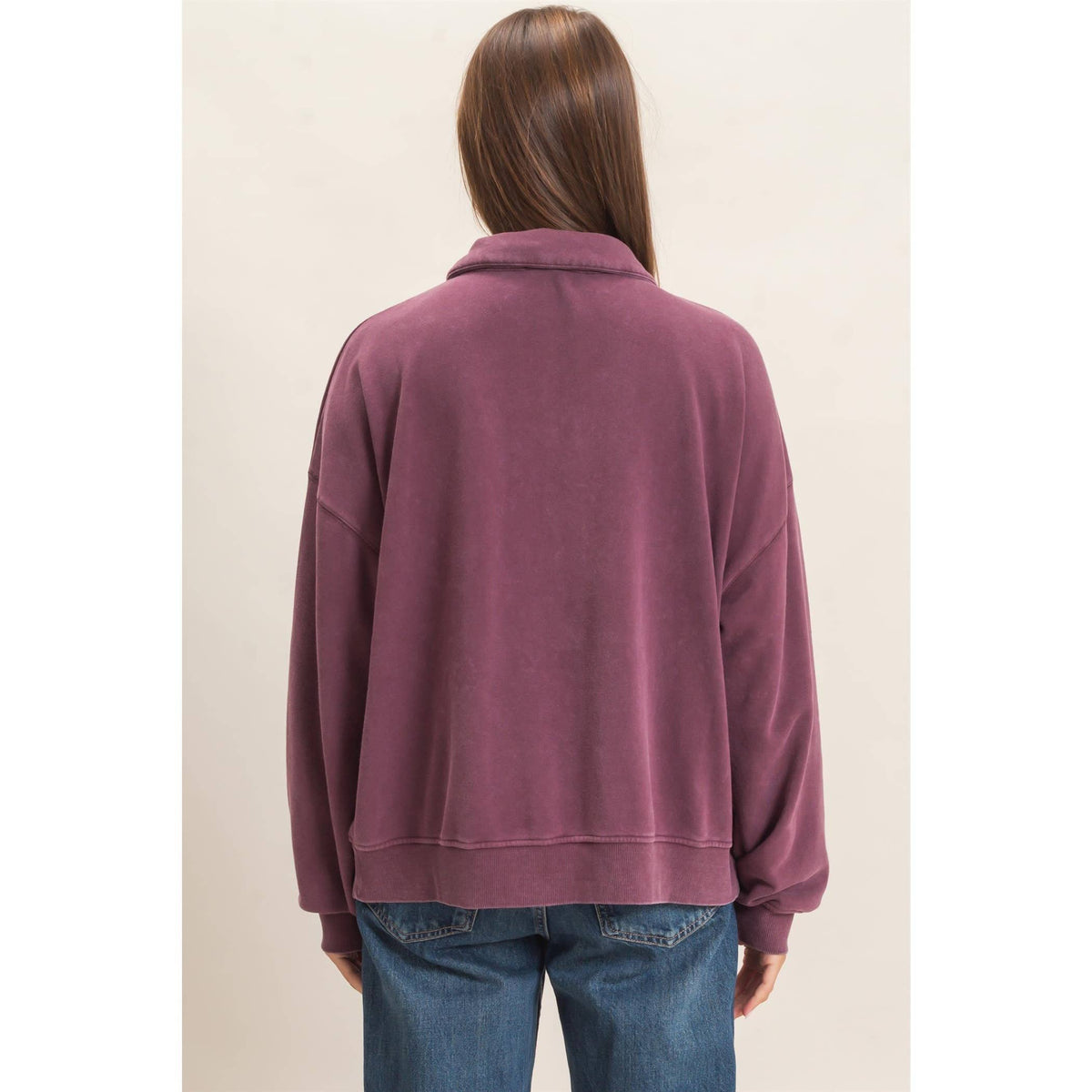 Mineral Wash Button Front Sweatshirt