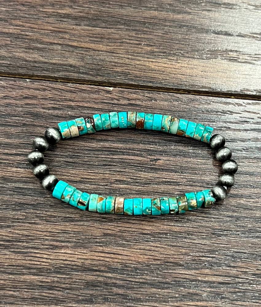 711377, Handmade Navajo Gemstone Stretch Bracelet