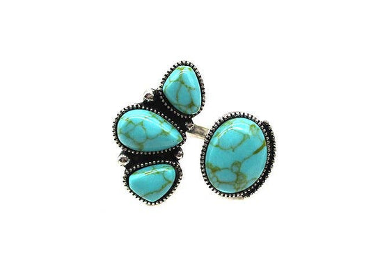 Western Turquoise Stone Cuff Ring