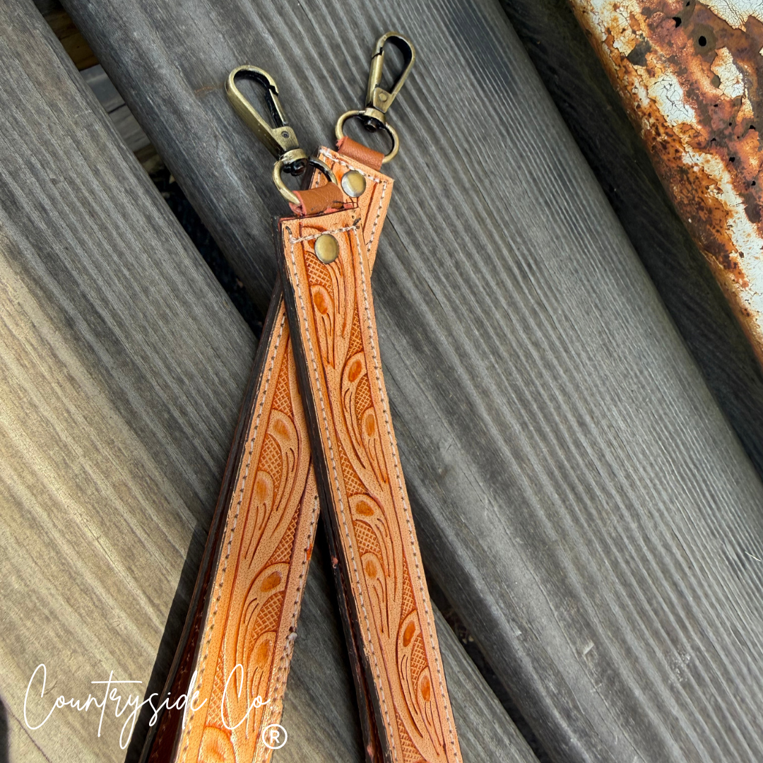 Tooled Leather Keychain Wristlet