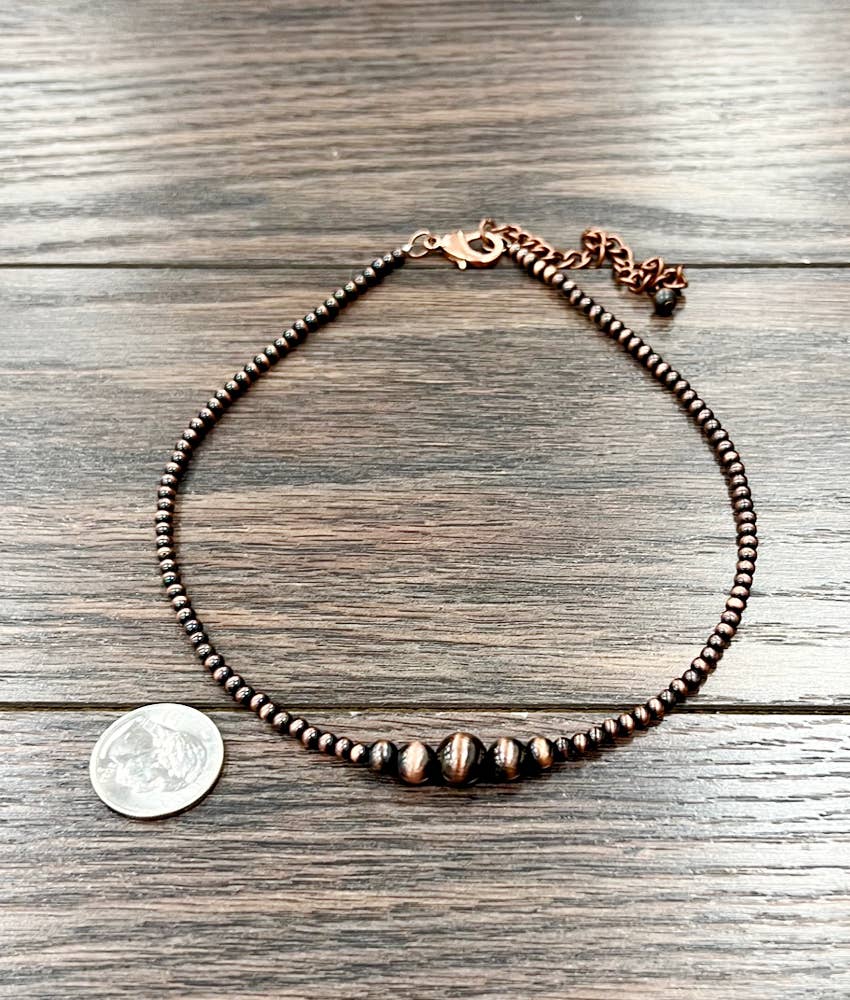 735893, Handmade 15" Copper Navajo Bead Necklace