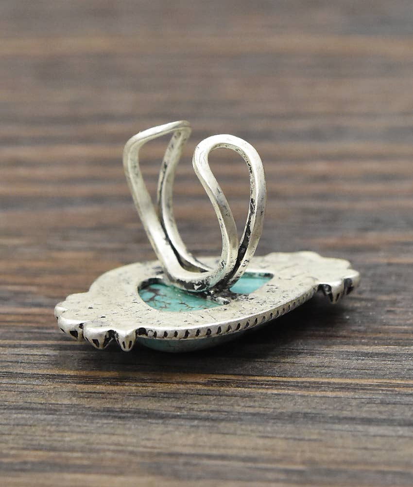 750223, Big! Turquoise Adjustable Ring