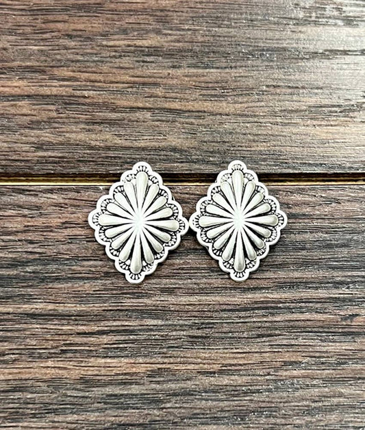 724558, Brass Concho Stud Earrings