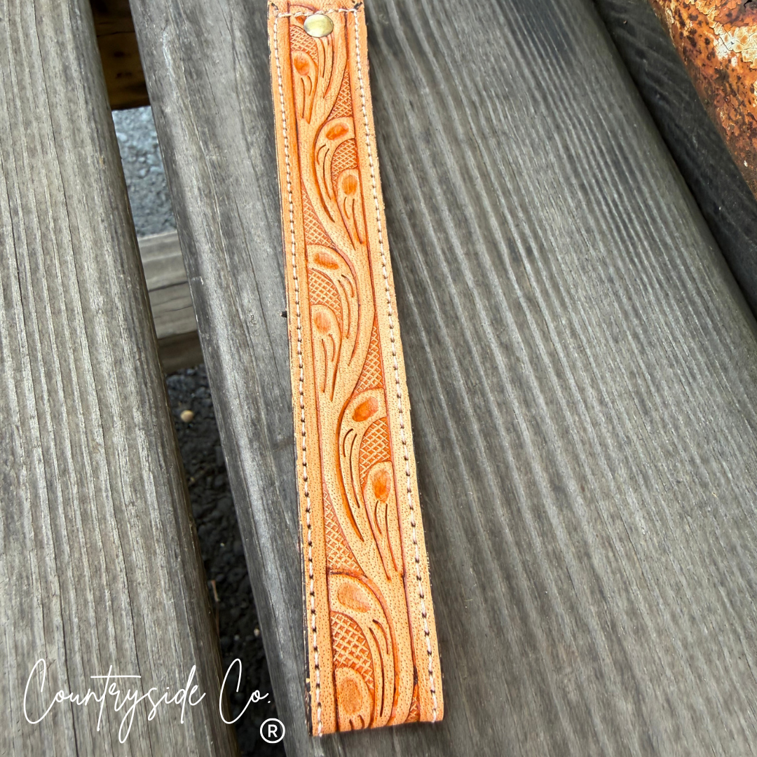 Tooled Leather Keychain Wristlet