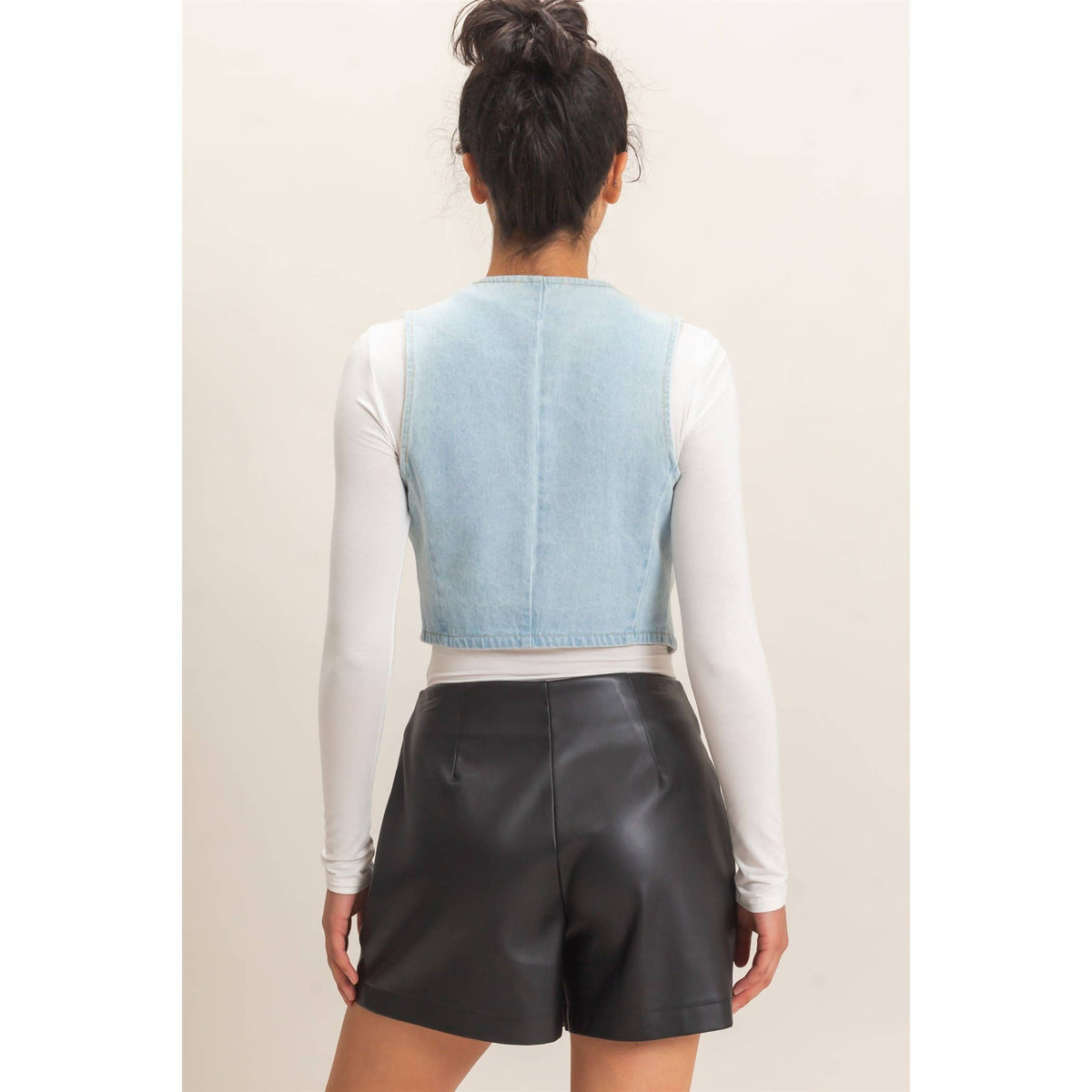 Buttoned Denim Vest