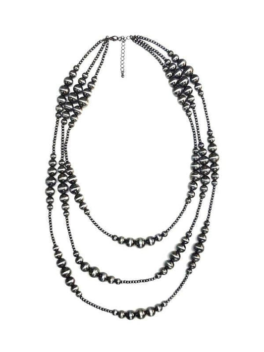 Western 3 Layer Graduated Navajo Pearl Necklace