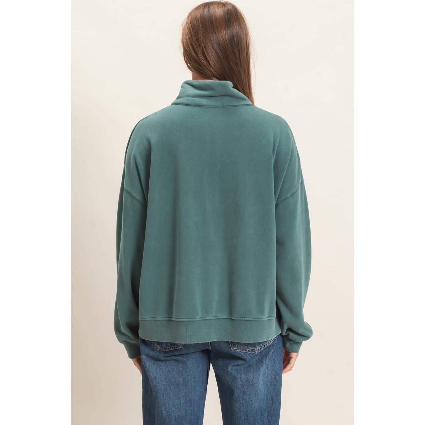 Mineral Wash Button Front Sweatshirt
